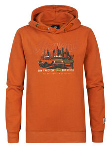Petrol - Boys Sweater Hooded Print - Orange Rust