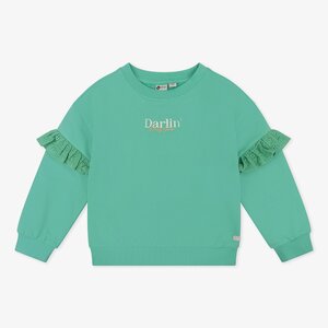 Daily7 - Girl - Organic Sweater Ruffle Darlin - Green Sea