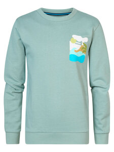 Petrol - Boys sweater round neck print - 5179 - Aqua Grey
