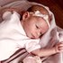 Newborn baby haarbandje met kanten strik - Champagne_